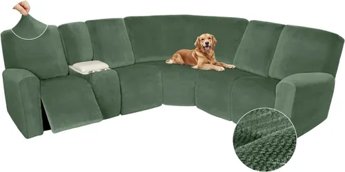 Miniatura 478 de Arfntevss Fundas de sofá seccional reclinable de terciopelo, Funda de sofá seccional de esquina para sofá reclinable, Funda elástica suave