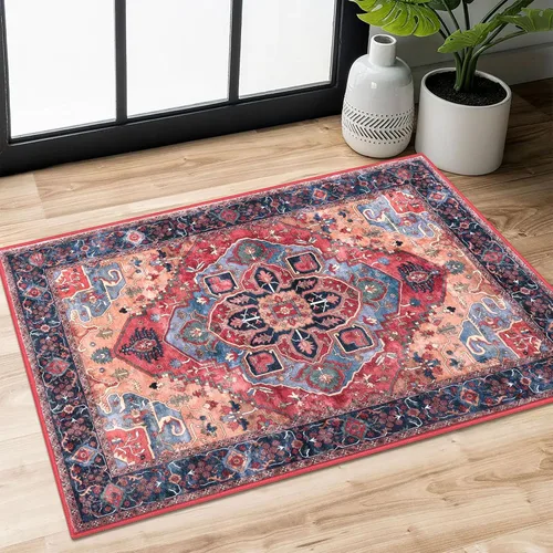 Miniatura 17 de SIILOOM Alfombra lavable de 2 x 3 pies, alfombra suave color taupe ceniza para entrada, tapete antideslizante para puerta de interior, tapete