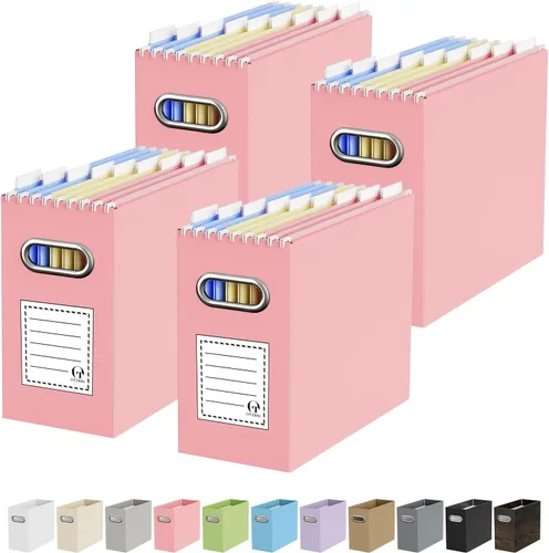 Miniatura 36 de Oterri Caja organizadora de archivos de cartón para colgar carpetas de archivos, tamaño carta, caja de archivos para escritorio de computadora