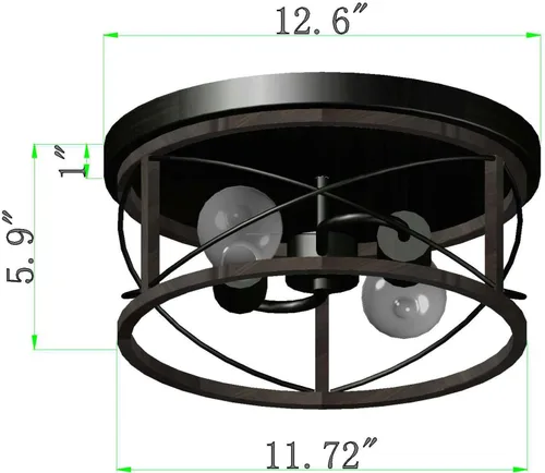 Miniatura 7 de Q&S Lámpara de techo de granja de montaje empotrado, ORB+bronce, iluminación de techo rústica vintage para pasillo, entrada, cocina, comedor