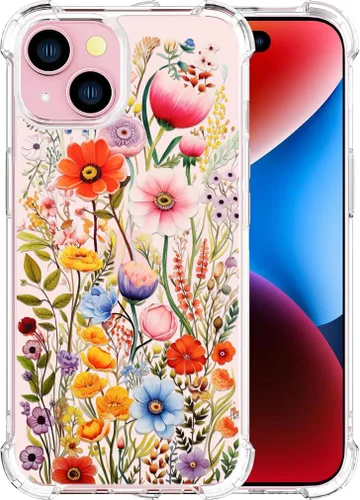 Miniatura 39 de Compatible con iPhone 14, funda transparente y bonita para mujeres y niñas, diseño floral, diseño floral femenino, funda para teléfono 14