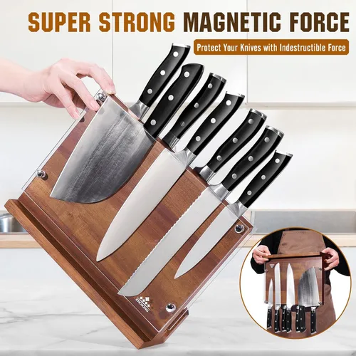 Miniatura 6 de ENOKING Bloque magnético para cuchillos con escudo acrílico de 12 x 9 pulgadas, soporte para cuchillos de cocina de doble cara sin cuchillos