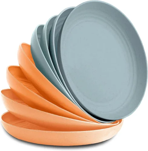 Miniatura 11 de Nook Theory Juego de 8 platos reutilizables de paja de trigo - Platos de cena no tóxicos y sin plástico para niños y adultos, plato ligero