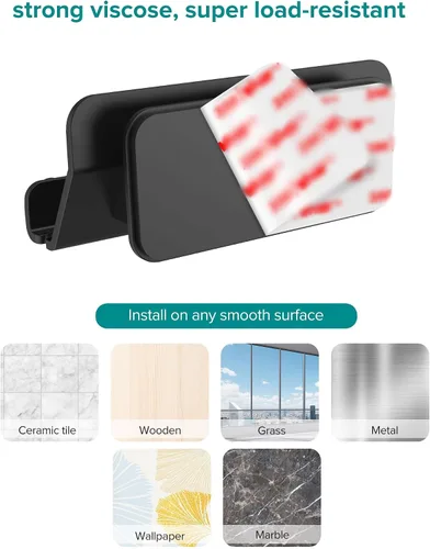 Miniatura 4 de HomeMount Soporte de pared manos libres para teléfono con tira adhesiva para dormitorio, sala de estar, cocina, compatible con todos los teléfonos