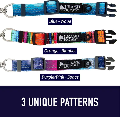 Miniatura 4 de Leash Boss Collar Martingale para perros – Cadena de acero Collar de nailon reflectante para perros grandes, medianos y pequeños Collar de Azul