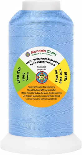 Miniatura 77 de Mandala Crafts Airforce Blue - Hilo resistente de 1500 yardas Tex 70 hilos de poliéster fuertes para coser cortinas, jeans, cuero, cabello