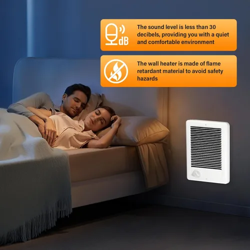 Miniatura 4 de CSC151TW Calentador de pared eléctrico (120 voltios, 1500 vatios, blanco) Calentador de pared Unidad completa con termostato