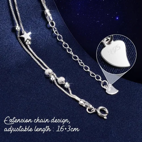 Miniatura 4 de FANCIBAND Pulseras de plata de ley 925 con dijes para mujer, delicada cadena de plata ajustable, pulsera de cuentas simples, regalos de joyería