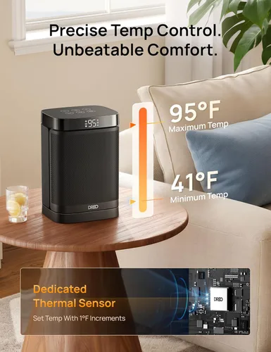 Miniatura 6 de DREO Calentador de espacio, calentadores eléctricos portátiles de 1500 W para uso en interiores, calentador de cerámica PTC para oficina con control