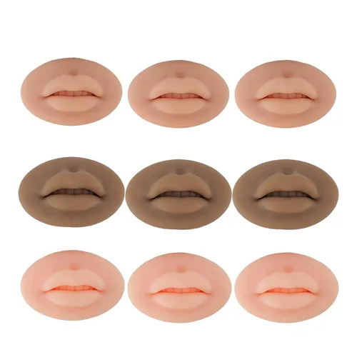9 labios falsos de silicona 3D para práctica de maquillaje, labios de silicona suave, para practicar tatuajes, entrenamiento de pieles para