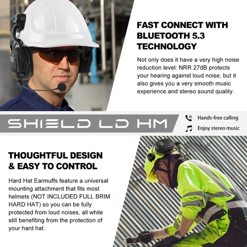 Miniatura 5 de GREEN DEVIL Orejeras de protección auditiva Bluetooth para casco de seguridad, accesorio montado en casco duro