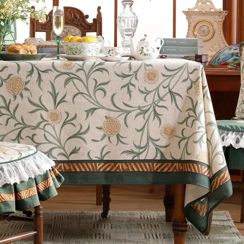 Miniatura 2 de patdrea - Mantel de lino floral, grueso, decorativo y francés para mesas rectangulares o cuadradas, para cocina y comedor, 55 x 71 pulgadas
