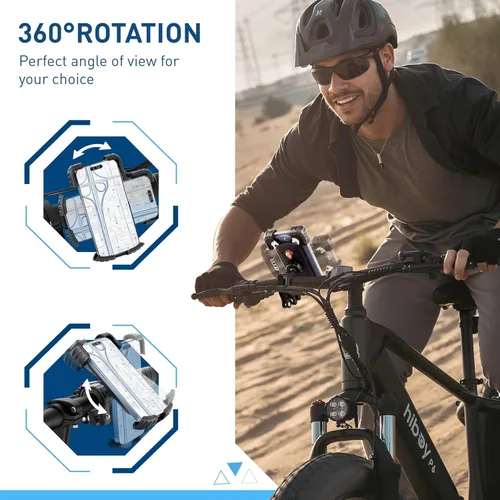 Miniatura 5 de Hiboy Soporte de teléfono para bicicleta, soporte universal giratorio de 360° para motocicleta, envolvente antivibración, clip de teléfono