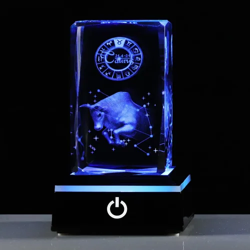 Regalos de astrología del zodiaco de Tauro con cristales 3D para mujeres y hombres, figura de cristal de Tauro, decoración de constelación, cosas de