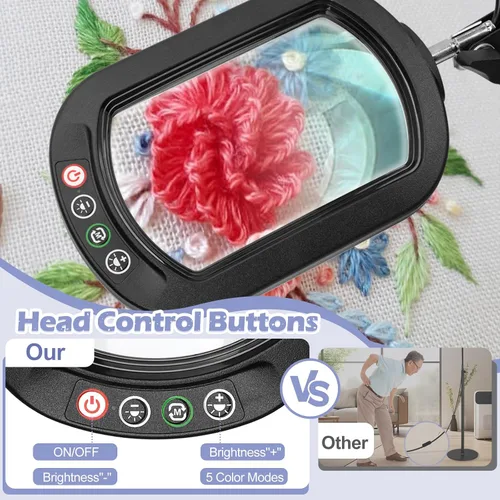 Miniatura 4 de Lupa grande 12X con luz y soporte, cristal real, 5 modos de color, lámpara de pie LED regulable sin escalones, brazo oscilante, 3 en 1, lupa