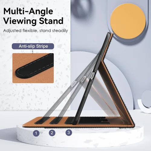 Miniatura 4 de OKP Funda para iPad de 9ª generación 2021/8ª generación 2020/7ª generación 2019 de 10.2 pulgadas, funda con visión multiángulo, cuero PU con soporte