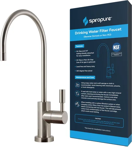 Miniatura 9 de SpiroPure Grifo RO de aire sin plomo certificado NSF, oro cepillado/bronce/latón, grifo de filtro de agua de reemplazo de ósmosis inversa, grifo