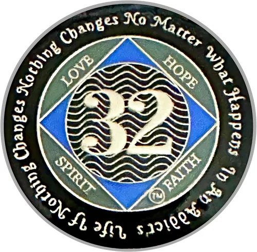 Miniatura 16 de (Años 1-55) NA Medallón de 7 años, plata, chapado en color azul, narcóticos cubiertos de epoxi Moneda anónima (NA 7 años medallón)