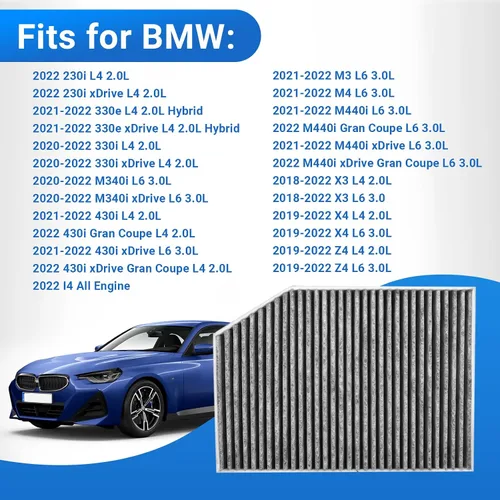 Miniatura 3 de Filtro de aire de cabina para BMW X3 X4 IX3 Z4 330i 330e 430i M340i M440i M440i Z4 Toyota GR Supra reemplaza CAF15031 64119382886 64119382885 8