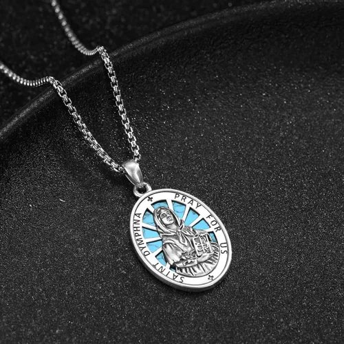Miniatura 289 de Collar de plata de ley 925 con medalla de San Patrón, colgante de protección católica, amuleto, joyería religiosa para hombres y mujeres