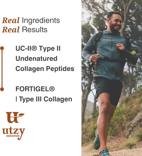 Miniatura 8 de Utzy Naturals UC-II + Fortigel - Polvo de apoyo para las articulaciones, dos formas de colágeno clínicamente estudiadas en una cucharada, sin sabor