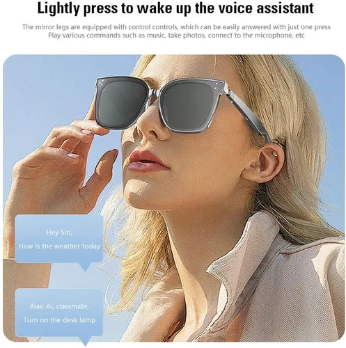 Miniatura 6 de Lentes de sol inteligentes Bluetooth para hombres y mujeres, gafas de audio con altavoces, protección UV400, asistente de voz, disparo remoto, carga