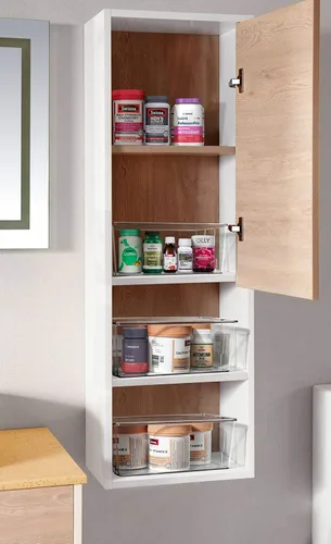 Miniatura 5 de Hudgan Contenedores organizadores de almacenamiento de plástico transparente con tapas acrílicas para oficina en casa, cocina, armario, estantes