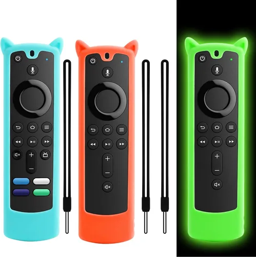 Miniatura 12 de Paquete de 2 fundas protectoras para control remoto, funda de silicona para control remoto que brilla en la oscuridad con cordón