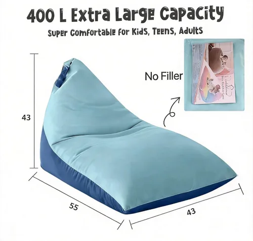 Miniatura 3 de Funda para puf de almacenamiento de animales de peluche para niños (sin relleno), 400 L, extra grande, de terciopelo de alta calidad, lavable, ultra