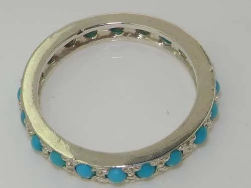 Miniatura 5 de Anillo de eternidad para mujer de plata de ley 925 auténtica turquesa auténtica