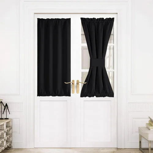 Miniatura 328 de NICETOWN Cortinas opacas unicolor con aislamiento térmico para puerta francesa, granja, oscurecimiento de habitación, puertas y ventanas de Marrón