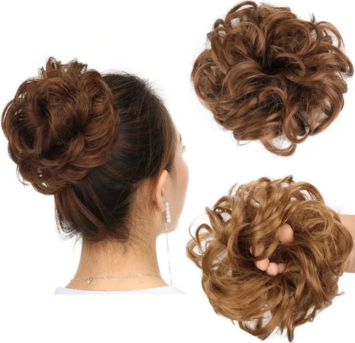 Miniatura 15 de Cabello sintético despeinado, grueso, extensiones para coleta, cabello recogido