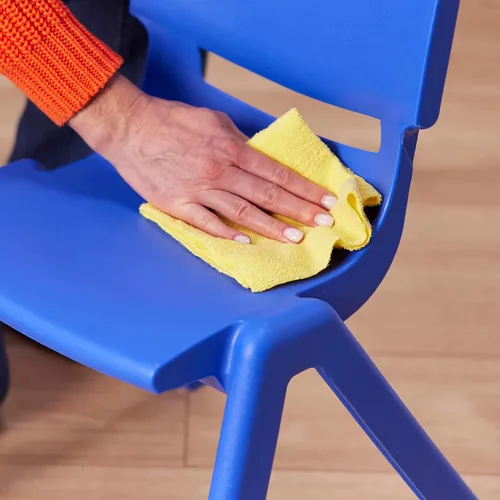 Miniatura 12 de ECR4Kids Silla Escolar Apilable de 12 Pulgadas de Plástico, Muebles para Aula, Azul, Paquete de 4