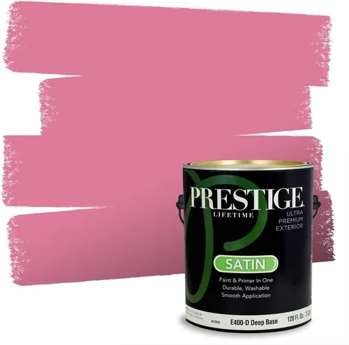 Miniatura 272 de Prestige Paints E100-T-SW6591 Pintura exterior e imprimación en uno, 1 galón, plano, combinación comparable de Sherwin Williams Amaryllis, 1 galón