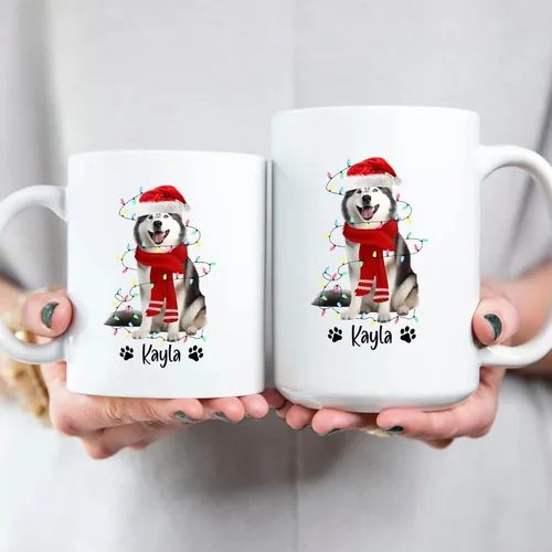 Miniatura 6 de Taza personalizada de Alaskan Malamute – Taza de café personalizada con nombre para los amantes de los perros – Regalo de cerámica de Navidad