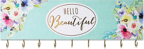 Miniatura 4 de SANY DAYO HOME Organizador de joyas montado en la pared, moderno soporte de madera con 9 ganchos de metal para collares, anillos, aretes, pulseras