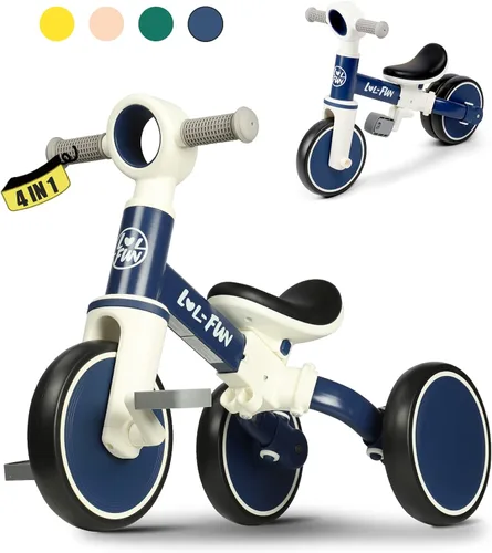 Miniatura 11 de LOL-FUN Triciclo para niños de 1 a 3 años, niños y niñas, juguete, bicicleta de equilibrio 4 en 1 para niños de 1 y 2 años, bicicleta para niños