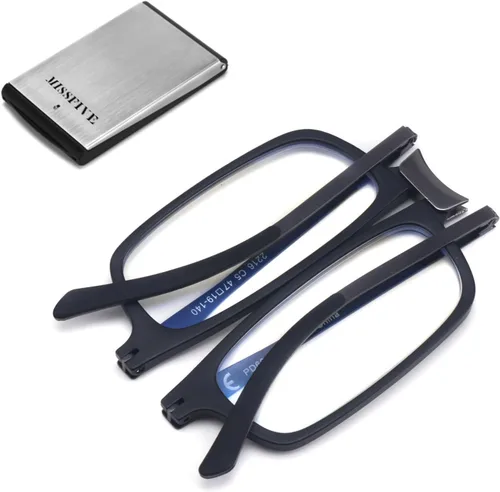 Missfive Gafas de Lectura Plegables Premium con Bloqueo de Luz Azul para Hombres y Mujeres, Ultrafinas Plegables Portátiles Lectores de Viaje con