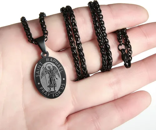 Miniatura 48 de P. BLAKE Collar ovalado de San Cristóbal, Miguel, José, Jude/Virgen María/José/Francisco/Patrick/Anthony/Benedict/Thomas para hombres y mujeres