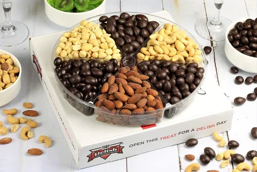 Miniatura 7 de It's Delish - Bandeja de regalo grande de chocolate gourmet y nueces saladas, 6 puntos, caja de regalo para fiestas, eventos, día del padre, día