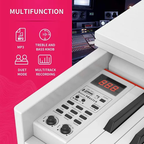 Miniatura 3 de Piano digital con peso de 88 teclas, piano vertical eléctrico con tablero de unidad de 3 pedales, pantalla LCD, teclado multifuncional