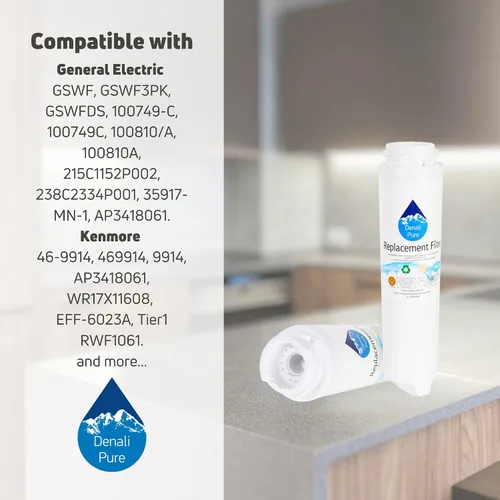 Miniatura 9 de Paquete de 3 filtros de agua de repuesto GSWF para refrigerador GE, General Electric, Kenmore – Compatible con GE GSWF, Kenmore 9914, GE