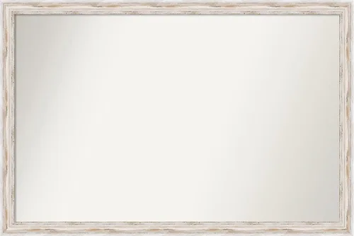 Miniatura 335 de Amanti Art Espejo de baño blanco para sobre el fregadero, 30 x 35 pulgadas, espejo de tocador rectangular estrecho de Eva de oro blanco, marco