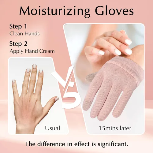 Miniatura 2 de Evridwear Guantes de algodón para belleza con dedos táctiles para SPA, eczema, manos secas, cuidado de manos, hidratación día y noche, 3 tallas