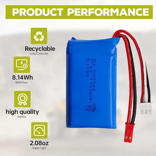Miniatura 4 de Batería de litio 2 piezas 7.4 V 1100 mAh con cargador 2 en 1 para WLtoys A949 A959 A969 A979 S989 V912 T23 T55 F45 A320 A321 RC Control remoto coche