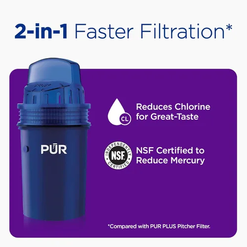 Miniatura 3 de PUR Dispensador de jarra con filtro de agua clásico, 30 tazas, transparente Blanco