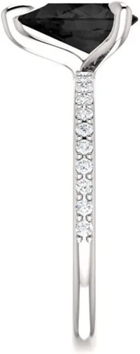 Miniatura 4 de Anillo de compromiso con forma de pera de 3 quilates de diamante negro, delicado anillo de diamante negro de lágrima, anillo de pera de ónix negro