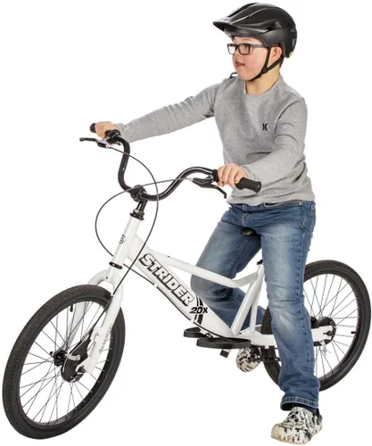 Miniatura 4 de Strider 20x, color blanco, bicicleta de equilibrio para aprender a montar para mayores de 8 años, incluye frenos de mano de tambor dobles y soporte