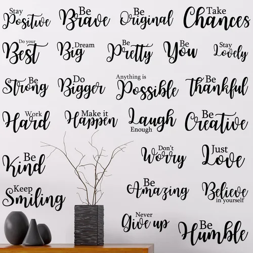 Leinuosen 25 piezas calcomanías inspiradoras para pared, cita motivacional, despegar y pegar, calcomanías de vinilo con citas extraíbles y positivas