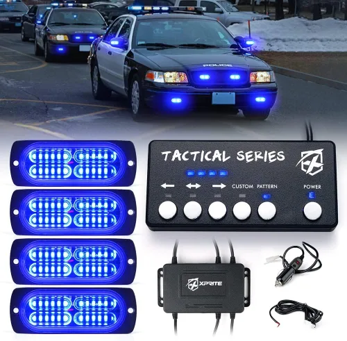 Miniatura 6 de Xprite - Kit de luces estroboscópicas LED ámbar de 24 piezas con panel de control, montaje en superficie, luz de advertencia de emergencia